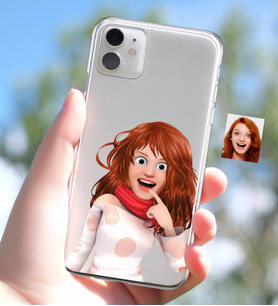BK Gift Kişiye Özel Kadın Animasyon Karikatürlü iPhone 11 İnce Şeffaf Silikon Telefon Kapağı-6 (Beyaz)