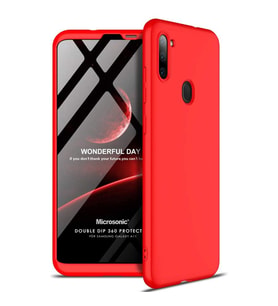Microsonic Samsung Galaxy A11 Kılıf Double Dip 360 Protective Kırmızı