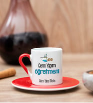 Gemi Yapımı Öğretmeni Kırmızı Türk Kahvesi Fincanı