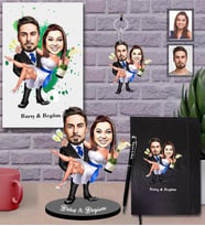 Kişiye Özel Gelin Damat Karikatürlü 5 li Hediye Seti  Mod-5