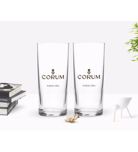 BK Gift Kişiye Özel Renkli Baskılı Çorum Tasarımlı Turistik İkili Rakı Bardağı Seti-1 (Beyaz)