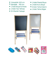 Decolfin Çift Taraflı Ayaklı Ahşap Yazı Tahtası Mala No:10