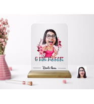 BK Gift Kişiye Özel O Bir Melek Karikatürlü Ahşap Standlı Çerçeve (Beyaz)