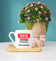 Hukuk Okuduğumu Söylemiş Miydim Hukukçu Hediye Ahşap Altlıklı Türk Kahvesi Fincanı
