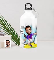 BK Gift Kişiye Özel Bay Futbolcu Bordo Mavi Karikatürlü Metal Suluk 500 Ml 1