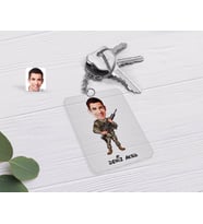 BK Gift Kişiye Özel Uzman Jandarma Karikatürlü Şeffaf Pleksi Anahtarlık-1 (Beyaz)