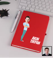 Kişiye Özel Karikatürize Defter Kalem Seti Kırmızı 91343