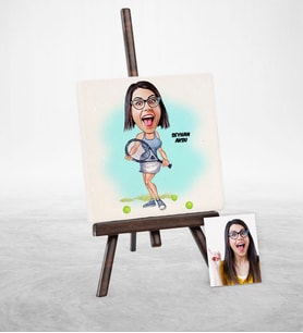 BK Gift Kişiye Özel Tenis Oyuncusu Karikatür Şovaleli Doğal Taş  1
