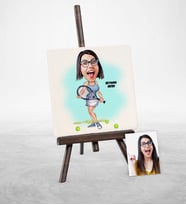 BK Gift Kişiye Özel Tenis Oyuncusu Karikatür Şovaleli Doğal Taş  1