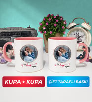 İkili Sevgiliye Sevgililer Günü Hediyesi 11 Kupa Bardak Pembe