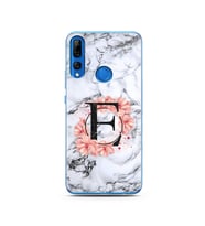 Mermer Çiçekli Harf Tasarım Süper Şeffaf Silikon Telefon Kılıfı Huawei Y9 Prime 