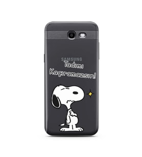 Snoopy Tasarımlı Süper Şeffaf Silikon Telefon Kılıfı Samsung J3 Prime