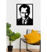 New Jargon - Mustafa Kemal Atatürk Potre Resmi Duvar Oda Ev Aksesuarı Ahşap Tablo 50x38cm (Siyah)