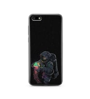 Uzay Kız Tasarım Süper Şeffaf Silikon Telefon Kılıfı Huawei Y5 2018