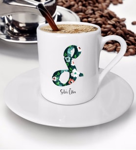 BK Gift Kişiye Özel Harf Tasarımlı Türk Kahvesi Fincanı - 30 (Beyaz)
