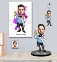 Kişiye Özel Kimyager Karikatürlü 3 lü Hediye Seti  Bay-1