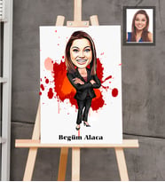 Kişiye Özel Patron Karikatürlü  Ahşap Tablo 30x47 Bayan-6