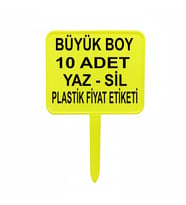 Açılı Saplamalı Plastik Pazarcı Etiketi Büyük Boy Fosforlu Sarı 10 Ad.
