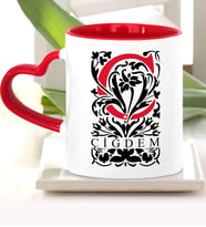 BK Gift Kişiye Özel Ç Harfi Kırmızı Kalpli Kupa Bardak Model 2
