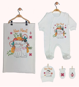 Pia Baby Gl 1948-03 İsme Özel Battaniyeli Tulum Set