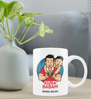 Babalar Günü Kişiye Özel Kupa Bardak - Aslan Babam Kupa Tasarımı (Beyaz)