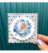 AMBALAJLI Magnet Hediyelik - Mavi Çiçekli Çocuk - Bebek Doğum Günü Hatırası Magnet