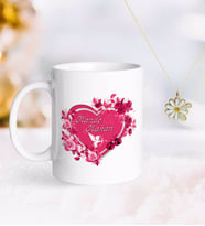 BK Gift Kişiye Özel Sevgililer Günü Kupa ve Çift İsimli Papatya Kolye-3 (Model 1)