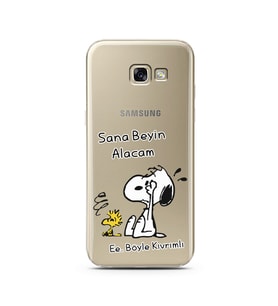 Snoopy Tasarımlı Süper Şeffaf Silikon Telefon Kılıfı Samsung A5 (2017)