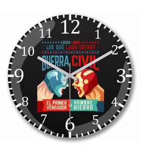 Lucha  Libre Cap Ve Iron Man Duvar Saati Bombeli Gercek Cam