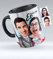 BK Gift Kişiye Özel Evleniyoruz Karikatürlü Siyah Kupa Bardak  5