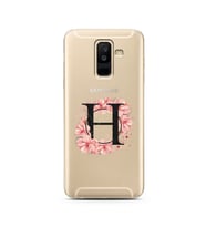 Pembe Çiçekli Harf Tasarım Süper Şeffaf Silikon Telefon Kılıfı Samsung A6 Plus H