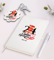 BK Gift Kişiye Özel Canım Öğretmenim Beyaz Defter Kalem Ve Anahtarlık Hediye Seti-10 (Model 1)