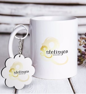 BK Gift Kişiye Özel Mesleki Estetisyen Beyaz Kupa ve Anahtarlık Hediye Seti-1 (Model 1)
