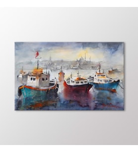 Arty Tablo Suluboya Tekneler ve İstanbul Tablo (Karışık)