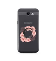 Pembe Çiçekli Harf Tasarım Süper Şeffaf Silikon Telefon Kılıfı Samsung J3 Prime 