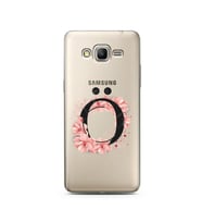 Pembe Çiçekli Harf Tasarım Süper Şeffaf Silikon Telefon Kılıfı Samsung Grand Pri