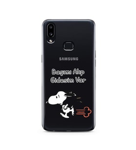 Snoopy Tasarımlı Süper Şeffaf Silikon Telefon Kılıfı Samsung A10s