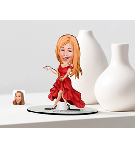 BK Gift Kişiye Özel Bayan Manken Karikatür Ahşap Biblo  1