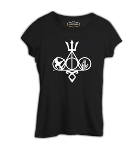 Multifandom Symbols Siyah Kadın Tshirt