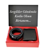 Erkek Siyah Kemer Ve Cüzdan Hediye Seti