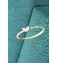 Minimal Damla Kalp Ayarlanabilir 14 K Altın Kaplama Kadın Yüzük (Rose)