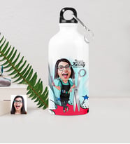 BK Gift Kişiye Özel Bayan Kuaför Karikatürlü Metal Suluk 500 Ml 1