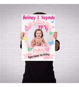 Doğum Günü Puantiyeli Renkli Kelebek Afişi 70x100cm
