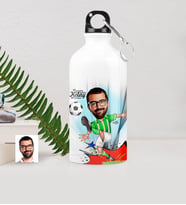 BK Gift Kişiye Özel Bay Futbolcu Yeşil Beyaz Karikatürlü Metal Suluk 500 Ml 1