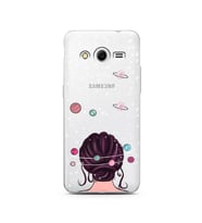 Space Girl Tasarım Süper Şeffaf Silikon Telefon Kılıfı Samsung Core 2