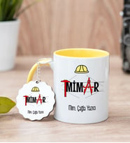 Mimara Hediye Sarı Kupa Bardak Ve Anahtarlık Set