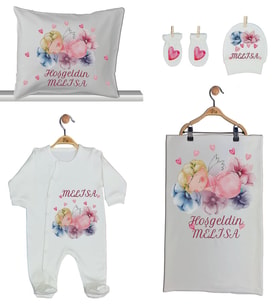 Pia Baby Gl 1931-02 İsme Özel Beşli Tulum Set