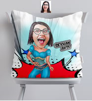 BK Gift Kişiye Özel Bayan Oryantal Karikatürlü  Yastık