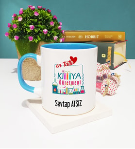 Mesajlı Kimya Öğretmeni Kupa Bardak Mavi