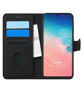 Microsonic Samsung Galaxy S10 Lite Kılıf Fabric Book Wallet Siyah